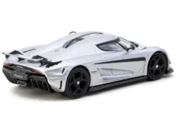 Koenigsegg Regera Silver Metallic with Blue Accents and Collectible Tarmac Cards
