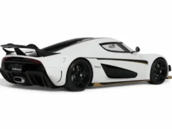 2023 Koenigsegg Regera White with Black Stripes 1/18 Model Car by GT Spirit
