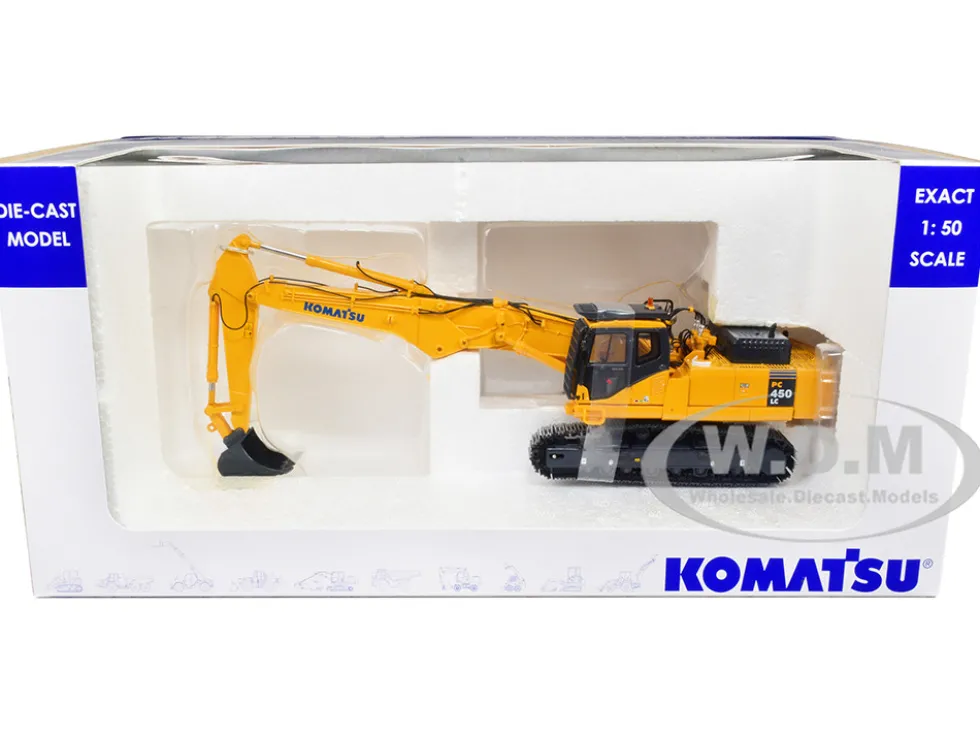 Komatsu PC450LC Excavator Short Boom with Bucket Yellow 1/50 Diecast Model Universal Hobbies UH8004