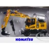 Komatsu PW180-11 Excavator Yellow with Standard Bucket and Hydraulic Breaker 1/50 Diecast Model by Universal Hobbies