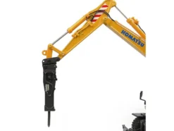 Komatsu PW180-11 Excavator Yellow with Standard Bucket and Hydraulic Breaker 1/50 Diecast Model by Universal Hobbies