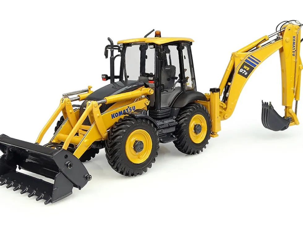 Komatsu WB97S-8 Backhoe Loader Yellow 1/50 Diecast Model Universal Hobbies UH8139