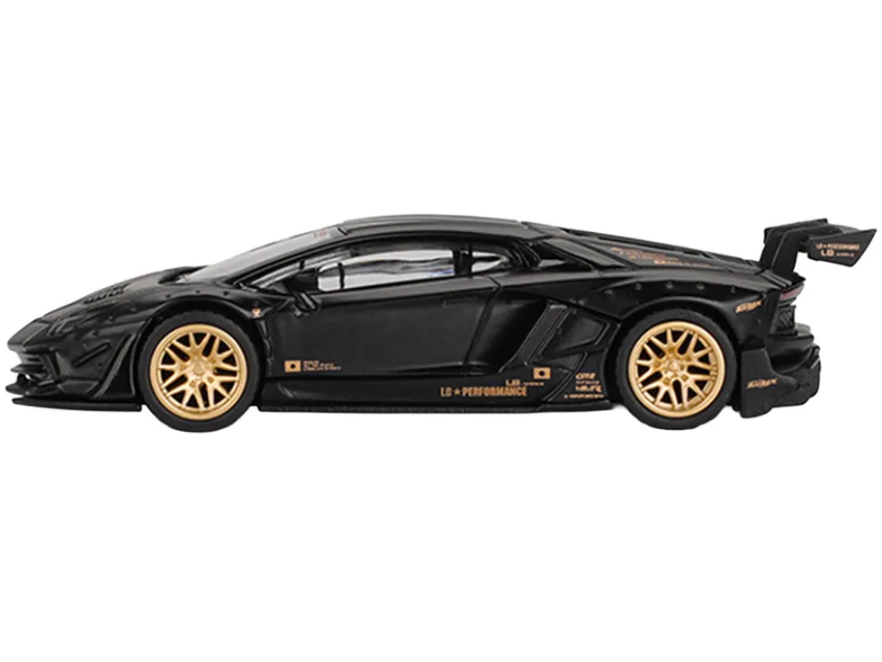 Lamborghini Aventador "LB-Works" Matt Black with Carbon Hood Limited Edition 1/64 Diecast Model Car by Mini GT