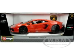 2012 Lamborghini Aventador LP700-4 Orange 1/18 Diecast Model Car Bburago 11033