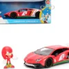 Lamborghini Aventador SV Red with Graphics and Knuckles Diecast Figure "Sonic The Hedgehog" Franchise "Hollywood Rides" Series 1/24 Diecast Model by Jada