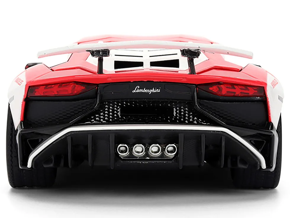 Lamborghini Aventador SV Red with Graphics and Knuckles Diecast Figure "Sonic The Hedgehog" Franchise "Hollywood Rides" Series 1/24 Diecast Model by Jada