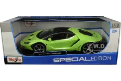 Lamborghini Centenario Lime Green Matt Black Top 1/18 Diecast Model Car Maisto 31386