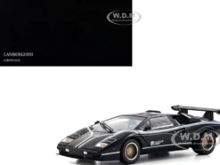 Lamborghini Countach LP 500R Black with White Interior 1/18 Diecast Model Car by Kyosho