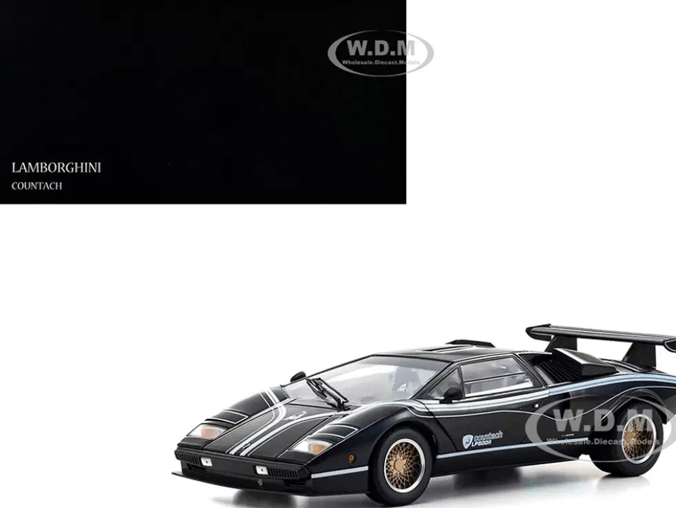 Lamborghini Countach LP 500R Black with White Interior 1/18 Diecast Model Car by Kyosho
