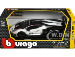 Lamborghini Essenza SCV12 #63 White and Black Squadra Corse Race Series 1/24 Diecast Model Car Bburago 28023