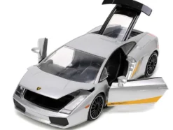 Lamborghini Gallardo Superleggera Silver Metallic with Yellow Stripes Hyper-Spec Series 1/24 Diecast Model Car Jada 34027