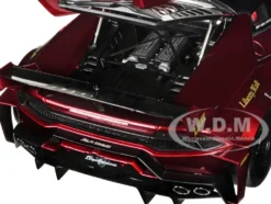 Lamborghini Huracan GT LB Silhouette Works Hyper Red Metallic with Black Top 1/18 Model Car Autoart 79126