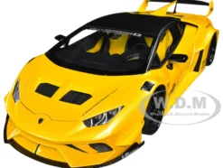 Lamborghini Huracan GT LB Silhouette Works Yellow Metallic with Black Top 1/18 Model Car Autoart 79127