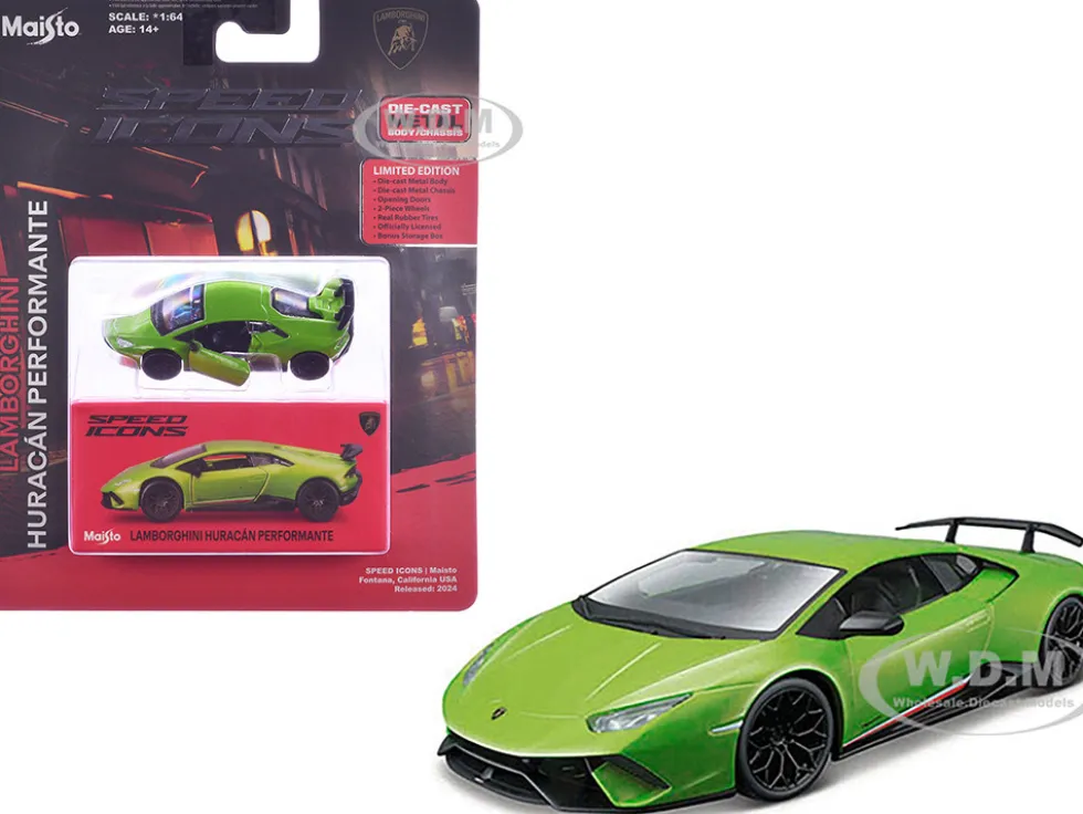 Lamborghini Huracan Performante Green "Speed Icons" Series 1/64 Diecast Model Car by Maisto