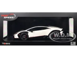 Lamborghini Huracan Sterrato Bianco Asopo White with Matt Black Top and Red Stripes 1/18 Model Car by Top Speed