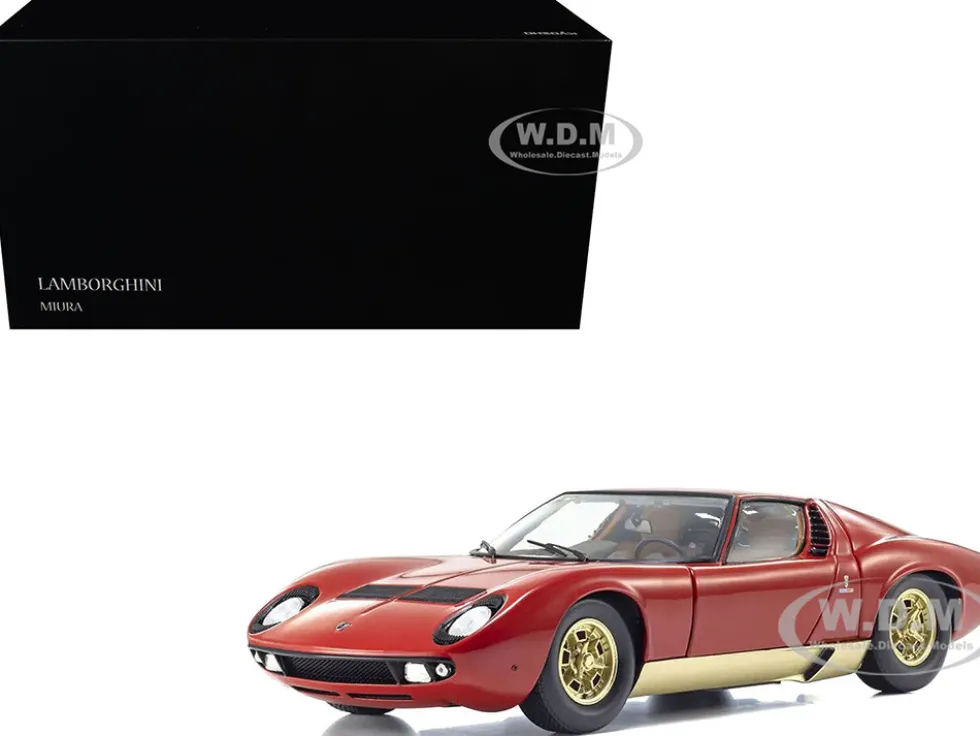 Lamborghini Miura P 400 Red with Gold Accents 1/18 Diecast Model Car by Kyosho
