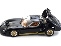 Lamborghini Miura SVR Black with Gold Accents and Wheels 1/43 Diecast Model Car Kyosho KS03203BKG