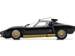 Lamborghini Miura SVR Black with Gold Accents and Wheels 1/43 Diecast Model Car Kyosho KS03203BKG