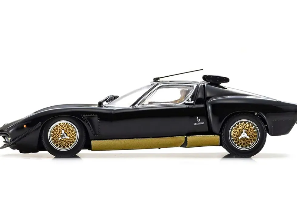 Lamborghini Miura SVR Black with Gold Accents and Wheels 1/43 Diecast Model Car Kyosho KS03203BKG