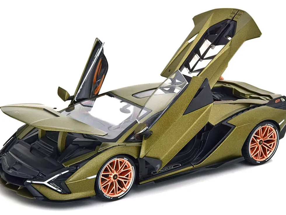 Lamborghini Sian FKP 37 Matt Green Metallic Copper Wheels 1/18 Diecast Model Car Bburago 11046