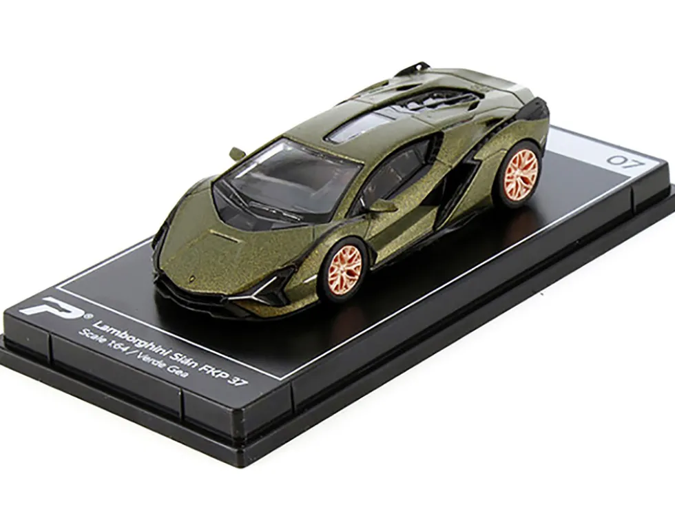 Lamborghini Sian FKP 37 Verde Gea Green Metallic Hypercar League Collection 1/64 Diecast Model Car PosterCars H07B