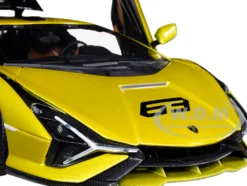 Lamborghini Sian FKP 37 #63 Yellow Metallic Black 1/18 Diecast Model Car Bburago 11100