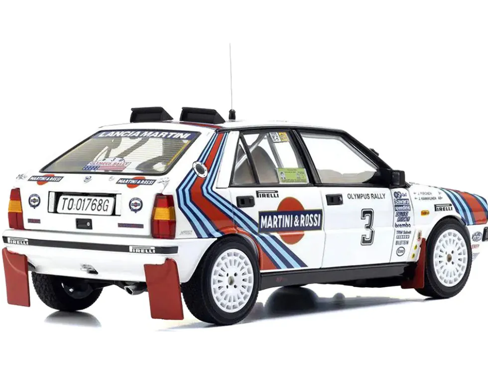 Lancia Delta HF 4WD #3 Juha Kankkunen - Juha Piironen "Martini Racing" Winner "Olympus Rally" (1987) 1/18 Diecast Model Car by Kyosho