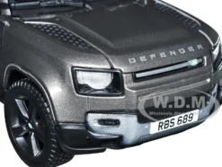 2022 Land Rover Defender 110 Dark Silver Metallic with Black Top and Sunroof 1/24 Diecast Model Car Bburago 21101sil
