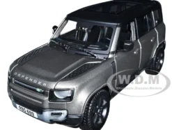 2022 Land Rover Defender 110 Dark Silver Metallic with Black Top and Sunroof 1/24 Diecast Model Car Bburago 21101sil