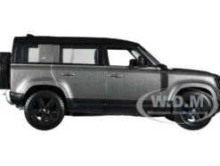 2022 Land Rover Defender 110 Dark Silver Metallic with Black Top and Sunroof 1/24 Diecast Model Car Bburago 21101sil