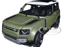 2020 Land Rover Defender Green Metallic White Top NEX Models 1/26 Diecast Model Car Welly 24110W-MGR