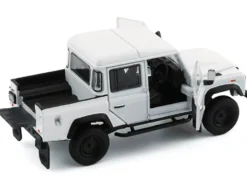 Land Rover Defender 110 Pickup Truck White with Extra Wheels 1/64 Diecast Model Car BM Creations 64B0199