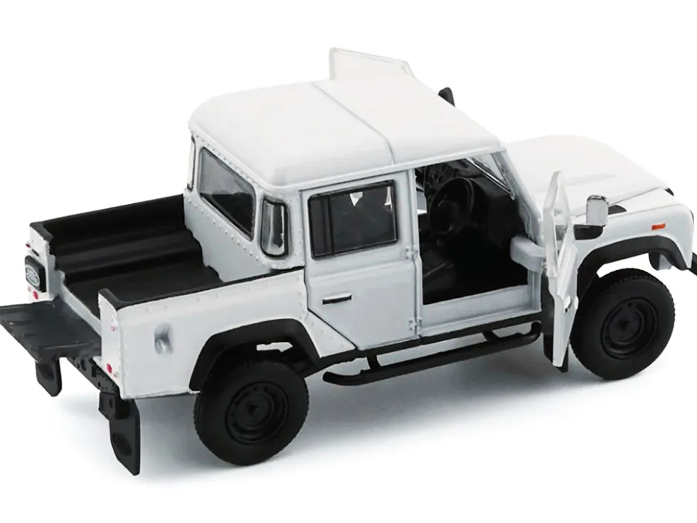 Land Rover Defender 110 Pickup Truck White with Extra Wheels 1/64 Diecast Model Car BM Creations 64B0199