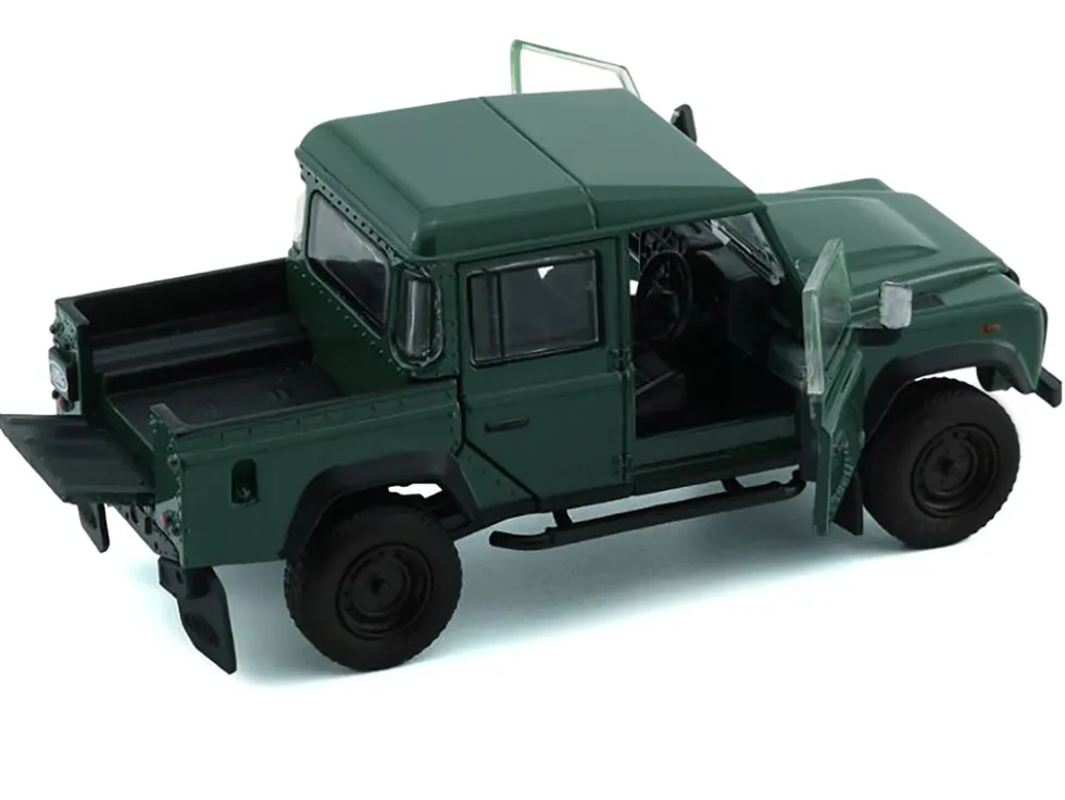 Land Rover Defender 110 Pickup Truck Green with Extra Wheels 1/64 Diecast Model Car BM Creations 64B0197
