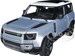 2020 Land Rover Defender Silver Metallic White Top NEX Models 1/26 Diecast Model Car Welly 24110W-SIL
