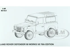 Land Rover Defender 90 Works V8 Red Metallic Gloss Black Top 70th Edition 1/18 Diecast Model Car LCD Models LCD18007
