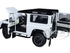 Land Rover Defender 90 Works V8 White Gloss Black Top 70th Edition 1/18 Diecast Model Car LCD Models LCD18007