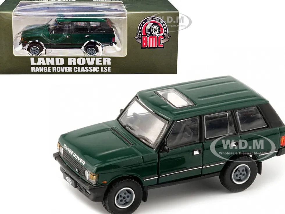 Land Rover Range Rover Classic LSE RHD Right Hand Drive Green with Sunroof with Extra Wheels 1/64 Diecast Model Car BM Creations 64B0182