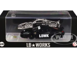 LB Works 488 "LBWK" Matt Black 1/64 Diecast Model Car by CM Model