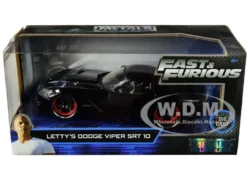 Letty's Dodge Viper SRT 10 Black Fast & Furious Movie 1/24 Diecast Model Car Jada 30731