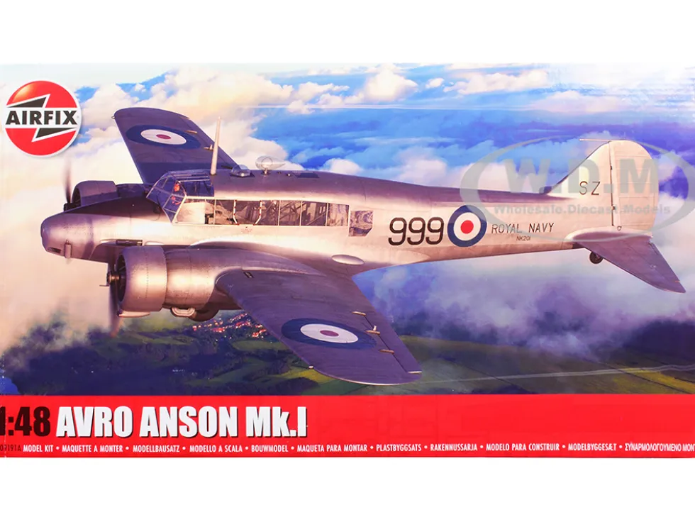 Level 3 Model Kit Avro Anson Mk.I Aircraft with 3 Scheme Options 1/48 Plastic Model Kit by Airfix