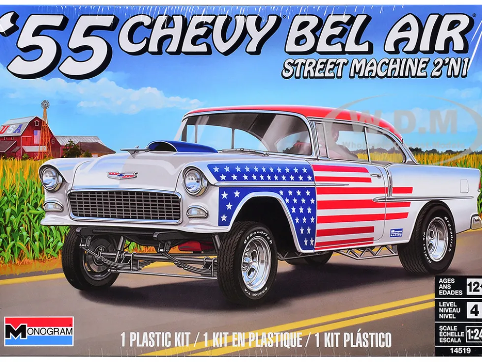 Level 4 Model Kit 1955 Chevrolet Bel Air Street Machine 2-in-1 Kit 1/24 Scale Model by Revell
