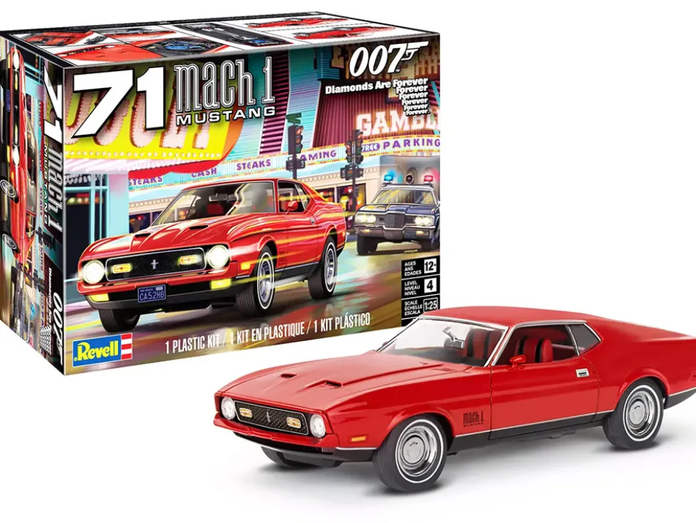 Level 4 Model Kit 1971 Ford Mustang Mach 1 James Bond 007 Diamonds Are Forever 1971 Movie 1/25 Scale Model Revell 14555
