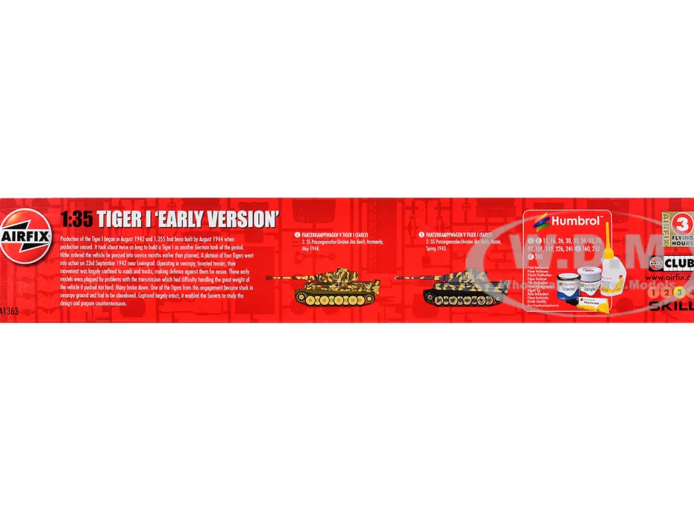 Level 3 Model Kit German Tiger I "Early Version" Tank with 2 Scheme Options 1/35 Plastic Model Kit by Airfix