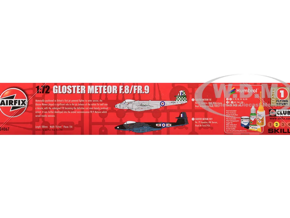 Level 2 Model Kit Gloster Meteor F.8/FR.9 Fighter Aircraft with 2 Scheme Options 1/72 Plastic Model Kit by Airfix