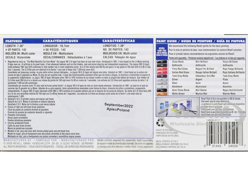 Level 5 Model Kit Jaguar XK-E E-Type 1/24 Scale Model Revell 85-4509