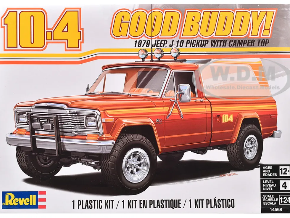Level 4 Model Kit 1979 Jeep J-10 Pickup Truck with Camper Top 1/24 Scale Model by Revell