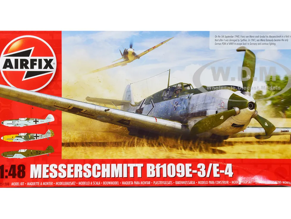 Level 2 Model Kit Messerschmitt Bf109E 3 E 4 Fighter Aircraft with 3 Scheme Options 1/48 Plastic Model Kit Airfix A05120B
