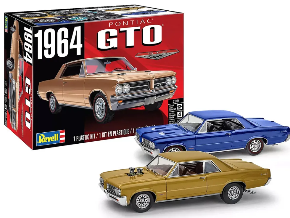 Level 4 Model Kit 1964 Pontiac GTO 2-in-1 Kit 1/24 Scale Model by Revell