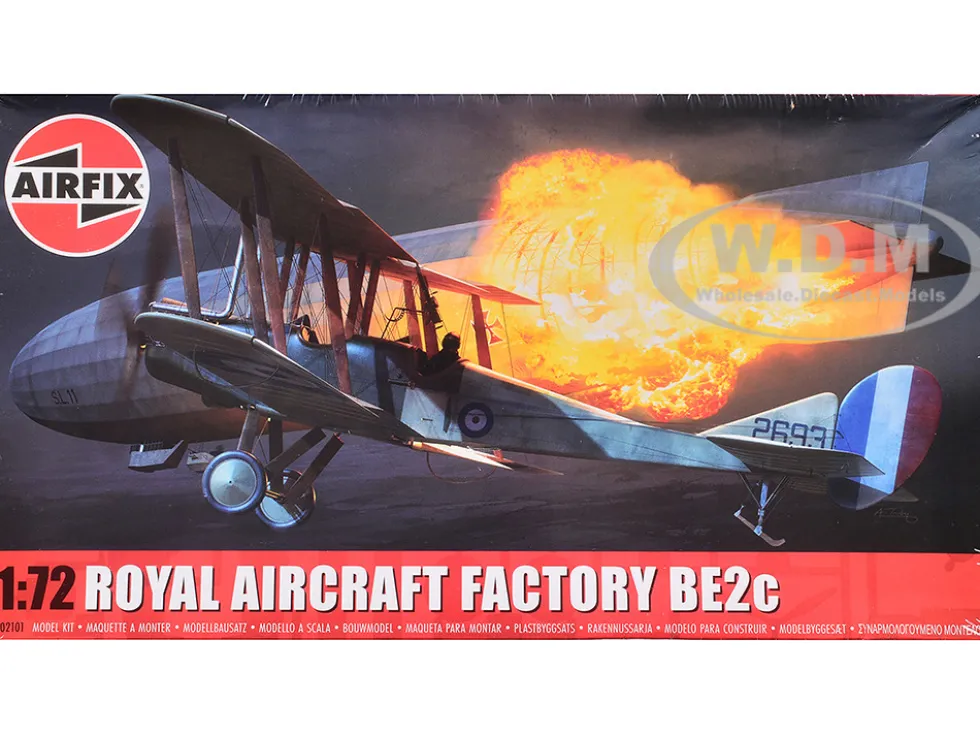 Level 2 Model Kit Royal Aircraft Factory BE2c Aircraft with 2 Scheme Options 1/72 Plastic Model Kit by Airfix
